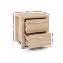 Artiss Bedside Table 2 Drawers - MAXI Pine-2