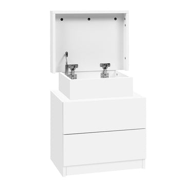 Artiss 2X Bedside Table 2 Drawers Lift-up Storage White - 0
