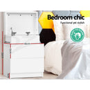 Artiss 2X Bedside Table 2 Drawers Lift-up Storage White-5
