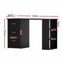 Artiss Computer Desk Drawer Shelf Cabinet Black 120CM-2