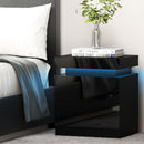 Artiss Bedside Table LED 2 Drawers Lift-up Storage - COLEY Black-7