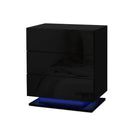 Artiss 2x Bedside Table LED 3 Drawers - MORI Black-2