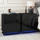 Artiss 2x Bedside Table LED 3 Drawers - MORI Black-7