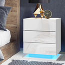 Artiss Bedside Table LED 3 Drawers - MORI White-7
