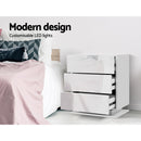 Artiss Bedside Table LED 3 Drawers - MORI White-4