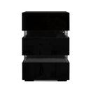 Artiss Bedside Table LED 3 Drawers - LUMI Black-3