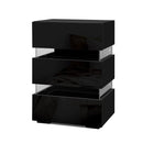 Artiss Bedside Table LED 3 Drawers - LUMI Black-1