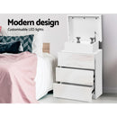 Artiss Bedside Table LED 3 Drawers - COLEY White-4