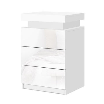Artiss 2X Bedside Table LED 3 Drawers - COLEY White - 0