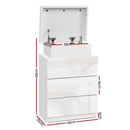 Artiss 2X Bedside Table LED 3 Drawers - COLEY White-3