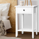 Artiss Bedside Table 1 Drawer with Shelf - BOWIE White-1