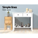 Artiss Console Table 2 Drawers 80CM White Chole-5