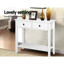 Artiss Console Table 2 Drawers 80CM White Chole-6