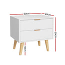 Artiss Bedside Table 2 Drawers - White-2
