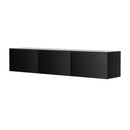 Artiss Floating Entertainment Unit TV Cabinet High Glossy Black 3 Cabinets 200CM-3