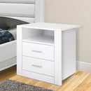Artiss Bedside Table 2 Drawers with Shelf - TARA White-7