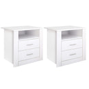 Artiss 2 X Bedside Table 2 Drawers with Shelf - TARA White-1
