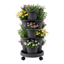 Green Fingers 5 Tier Vertical Garden Planter, Stackable Planters with 4 Wheels, Black, Raised Garden Bed, Garden Tower Indoor Outdoor, Auto Drainage System, for Strawberries, Herbs, Flower, Vegetables-9