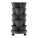 Green Fingers 5 Tier Vertical Garden Planter, Stackable Planters with 4 Wheels, Black, Raised Garden Bed, Garden Tower Indoor Outdoor, Auto Drainage System, for Strawberries, Herbs, Flower, Vegetables-10