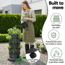 Green Fingers 5 Tier Vertical Garden Planter, Stackable Planters with 4 Wheels, Black, Raised Garden Bed, Garden Tower Indoor Outdoor, Auto Drainage System, for Strawberries, Herbs, Flower, Vegetables-3