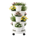 Green Fingers 5 Tier Vertical Garden Planter, Stackable Planters with Wheels, White, Garden Bed, Garden Tower Indoor Outdoor, Auto Drainage System, for Strawberries, Herbs, Flowers, Vegetables-9
