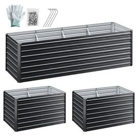 Green Fingers 2-in-1 Raised Garden Bed Kit, 240cm/120cm| 77cm Extra Deep Ergonomic Planter Box | Protect Your Back | Galvanised Steel Vegetable Flower Pot for Outdoor Garden | Includes Gloves & Pegs