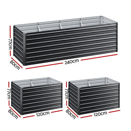 Green Fingers 2-in-1 Raised Garden Bed Kit, 240cm/120cm| 77cm Extra Deep Ergonomic Planter Box | Protect Your Back | Galvanised Steel Vegetable Flower Pot for Outdoor Garden | Includes Gloves & Pegs - 0