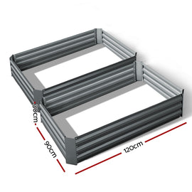 Green Fingers 2x Garden Bed 120x90cm Planter Box Raised Container Galvanised Herb - 0
