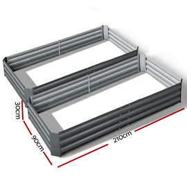 Green Fingers 2x Garden Bed 210x90cm Planter Box Raised Container Galvanised Herb - 0