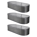 Green Fingers 3 Pcs Raised Garden Bed Kit Oval Galvanized Steel Planter Boxes 160x80x42cm, Heavy Duty Metal Elevated Garden Bed for Vegetables Flowers Herbs, with Safety Edging, Gloves & Pegs Included-7