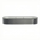 Green Fingers 3 Pcs Raised Garden Bed Kit Oval Galvanized Steel Planter Boxes 240x80x42cm, Heavy Duty Metal Elevated Garden Bed for Vegetables Flowers Herbs, with Safety Edging, Gloves & Pegs Included-8