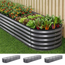 Green Fingers 3 Pcs Raised Garden Bed Kit Oval Galvanized Steel Planter Boxes 320x80x42cm, Heavy Duty Metal Elevated Garden Bed for Vegetables Flowers Herbs, with Safety Edging, Gloves & Pegs Included-1
