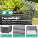 Green Fingers 4 Pcs Raised Garden Bed Kit Oval Galvanized Steel Planter Boxes 320x80x42cm, Heavy Duty Metal Elevated Garden Bed for Vegetables Flowers Herbs, with Safety Edging, Gloves & Pegs Included-4