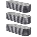 Green Fingers 3 Pcs Raised Garden Bed Kit Oval Galvanized Steel Planter Boxes 240x80x56cm, Heavy Duty Metal Elevated Garden Bed for Vegetables Flowers Herbs, with Safety Edging, Gloves & Pegs Included-6