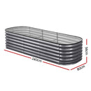 Green Fingers 3 Pcs Raised Garden Bed Kit Oval Galvanized Steel Planter Boxes 240x80x56cm, Heavy Duty Metal Elevated Garden Bed for Vegetables Flowers Herbs, with Safety Edging, Gloves & Pegs Included-7