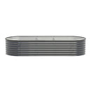 Green Fingers 3 Pcs Raised Garden Bed Kit Oval Galvanized Steel Planter Boxes 240x80x56cm, Heavy Duty Metal Elevated Garden Bed for Vegetables Flowers Herbs, with Safety Edging, Gloves & Pegs Included-8