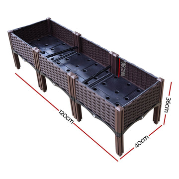 Green Fingers Garden Bed 120x40x36cm PP Planter Box Raised Container Growing Herb - 0