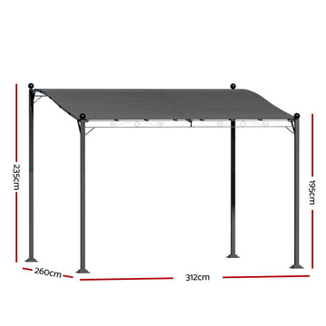 Instahut Gazebo Marquee 3m Outdoor Event Wedding Tent Camping Party Shade Iron Art Canopy Grey - 0