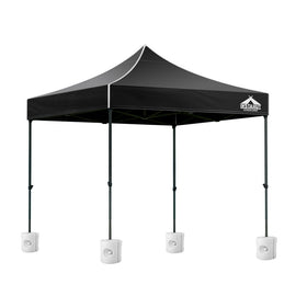 Instahut Gazebo Pop Up Marquee 3x3 Folding 500D Wedding Tent Base Pod Black - 0