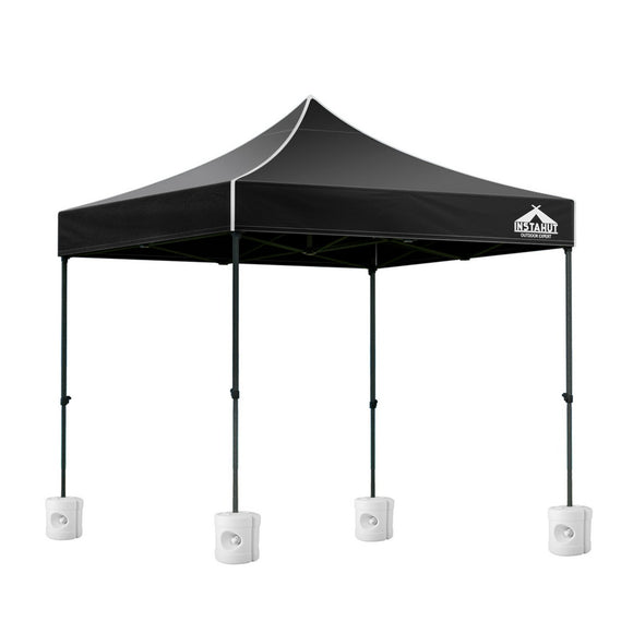 Instahut Gazebo Pop Up Marquee 3x3 Folding 500D Wedding Tent Base Pod Black