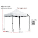 Instahut Gazebo Pop Up 3x3m w/Base Podx4 Marquee Folding Outdoor Wedding Camping Tent Shade Canopy White-3
