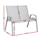 Gardeon Garden Bench Seat Steel Outdoor Patio Park Lounge Backyard Chair Grey-3