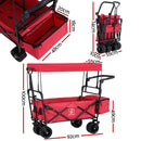Gardeon Garden Cart with Removable Canopy Red-2