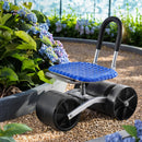 Gardeon Garden Stool Seat Foldable with Wheels Blue-7