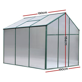 Green Fingers Greenhouse 1.9x1.9x1.83M Aluminium Polycarbonate Green House Garden Shed - 0