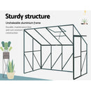 Green Fingers Greenhouse 2.52x1.27x2.13M Lean-to Aluminium Polycarbonate Green House Garden Shed-7