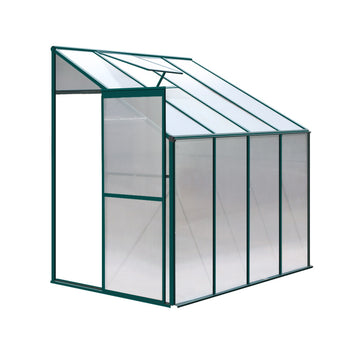 Green Fingers Greenhouse 2.52x1.27x2.13M Lean-to Aluminium Polycarbonate Green House Garden Shed