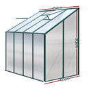 Green Fingers Greenhouse 2.52x1.27x2.13M Lean-to Aluminium Polycarbonate Green House Garden Shed-2
