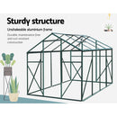 Green Fingers Greenhouse 2.52x1.9x1.83M Aluminium Polycarbonate Green House Garden Shed-7