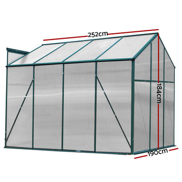 Green Fingers Greenhouse 2.52x1.9x1.83M Aluminium Polycarbonate Green House Garden Shed - 0